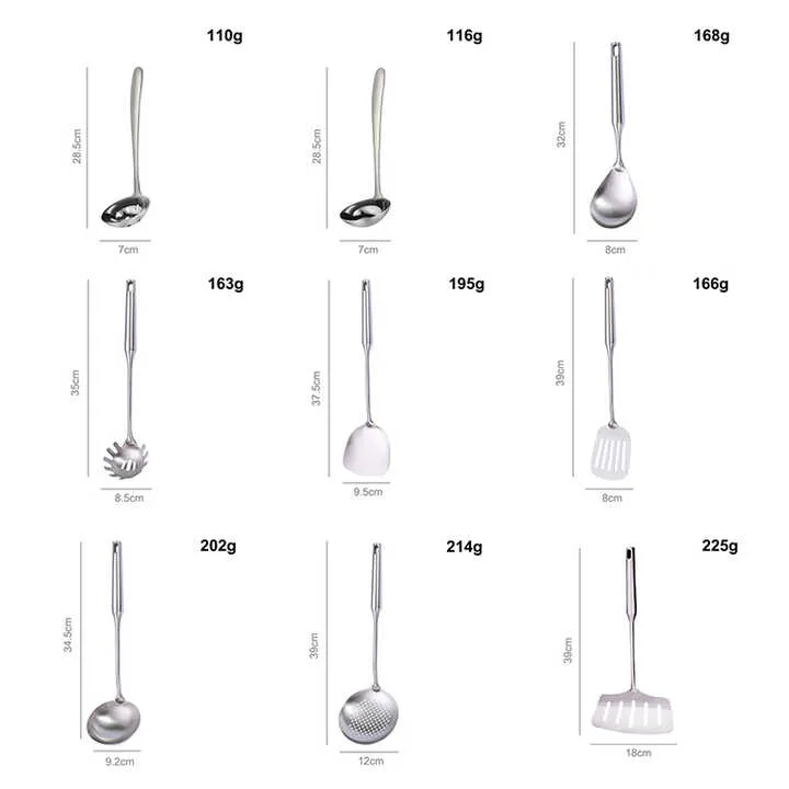 مجموعة أوانٍ للمطبخ من الفولاذ المقاوم للصدأ - steel kitchen utensils set home kitchen utensils set accessories tools set