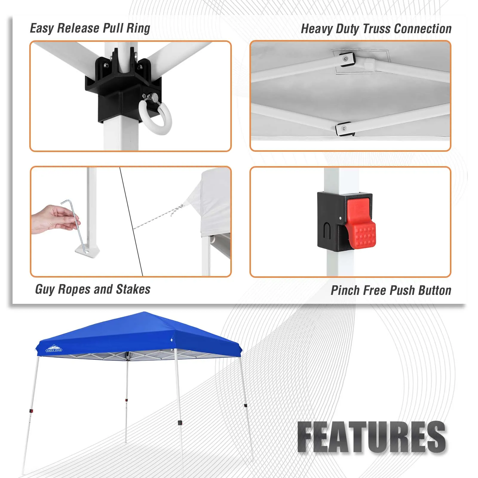 10x10 Slant Leg Up Canopy, 8x8 Top 10x10 Base