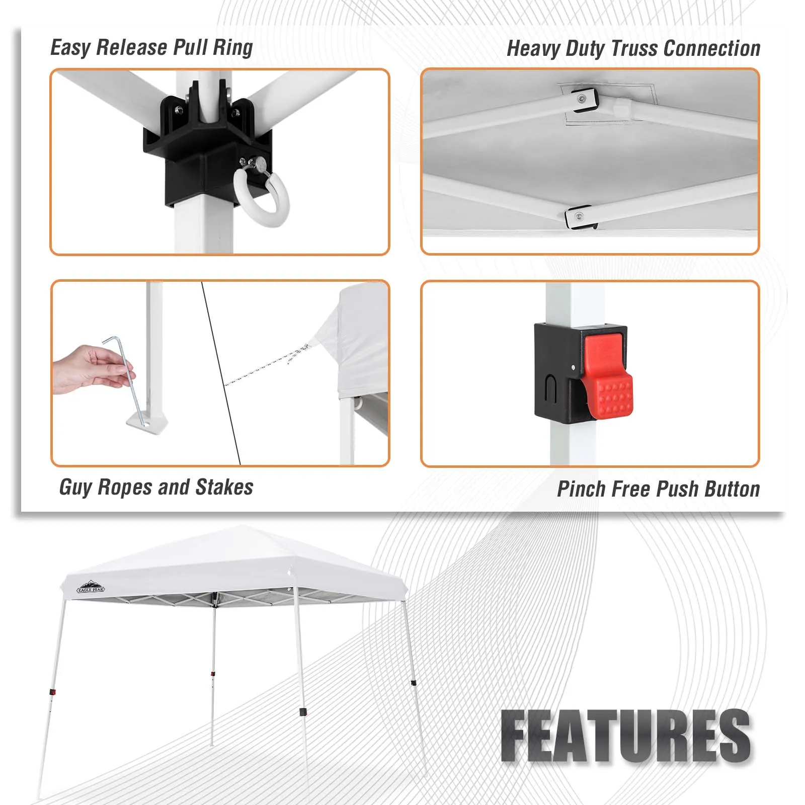 10x10 Slant Leg Up Canopy, 8x8 Top 10x10 Base