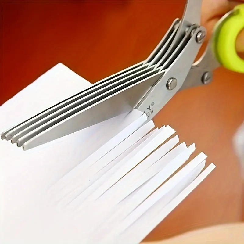 1set Multifunctional Stainless Steel Kitchen Scissors with 5 Layers - Quick Shredder for Onion, Herb, Seaweed, Pepper, and Vegetable - Outdoor Grill Utensils with Protective Cover and Cleaner - Efficient and Durable Kitchen Tool