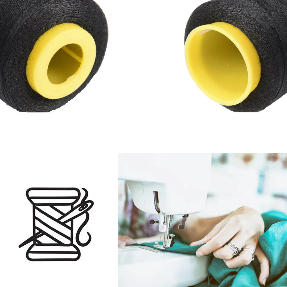 2X Spools Black Sewing Thread 3000 Yard Ea Polyester Cones Fabric Machine Crafts
