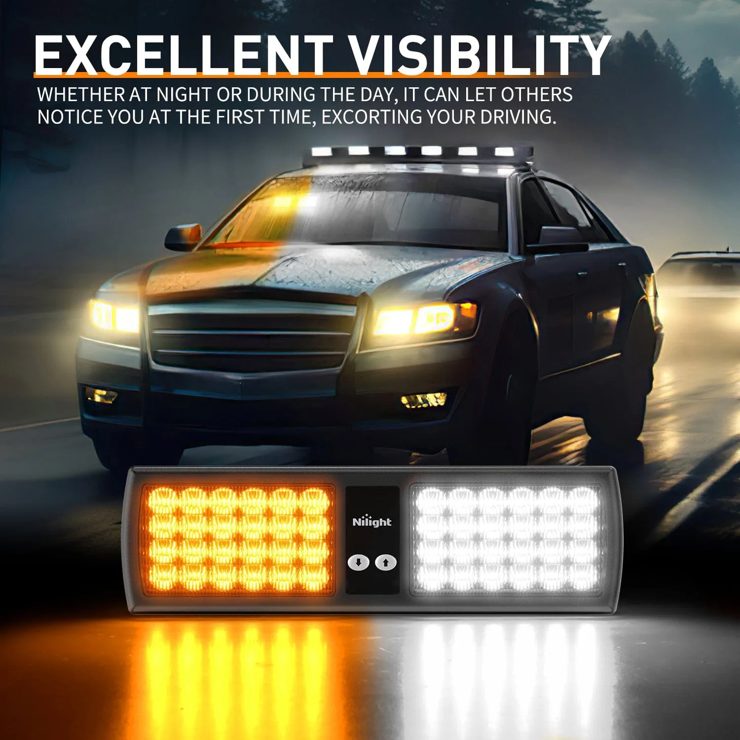 48 LED Amber White Emergency Warning Strobe Lights