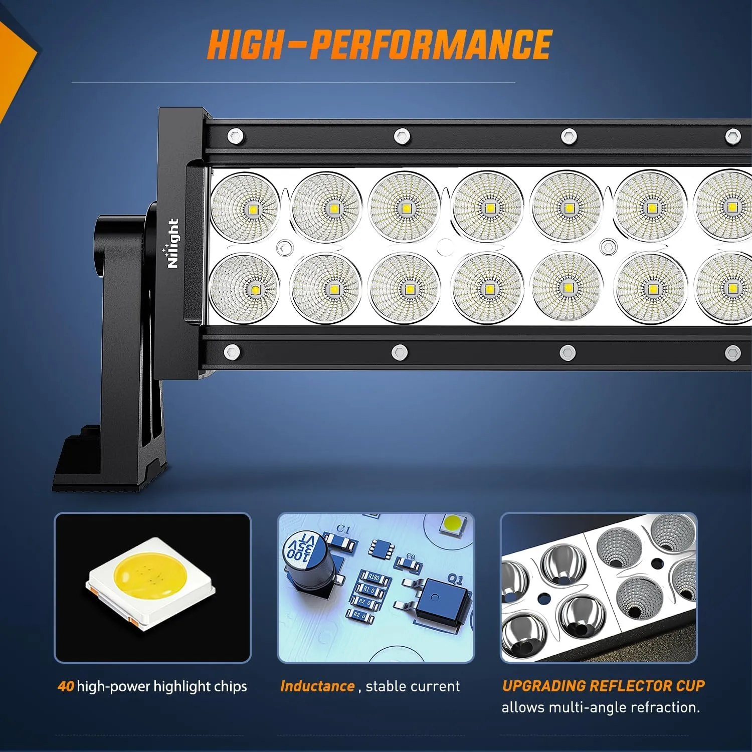 52 Inch 300W Double Row Curved Spot Flood LED Light Bar | 12AWG Wire 5Pin Switch