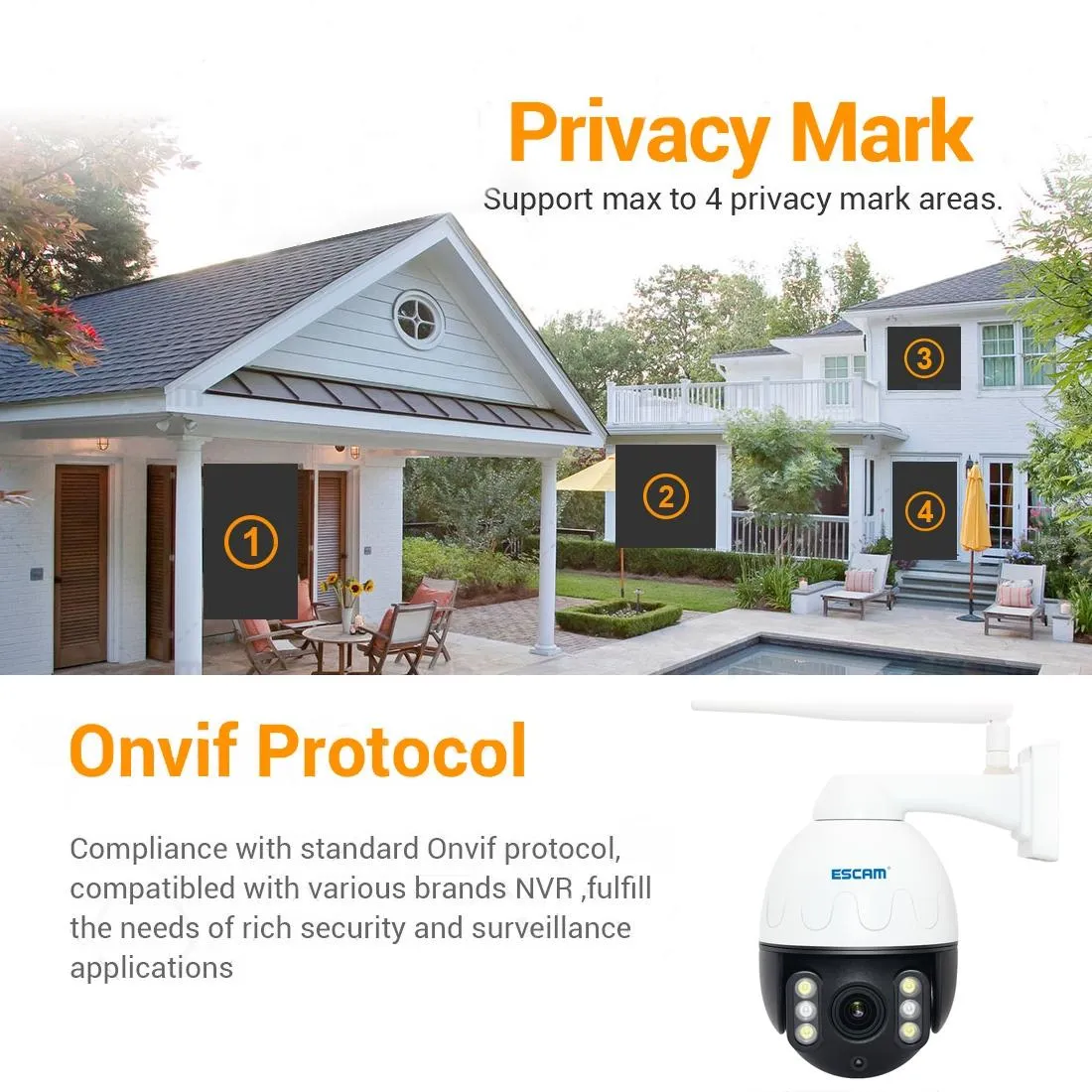 5Mp Wifi Waterproof Ip Camera With Pan / Tilt / 4X Zoom Two-Way Talk & Night Vision