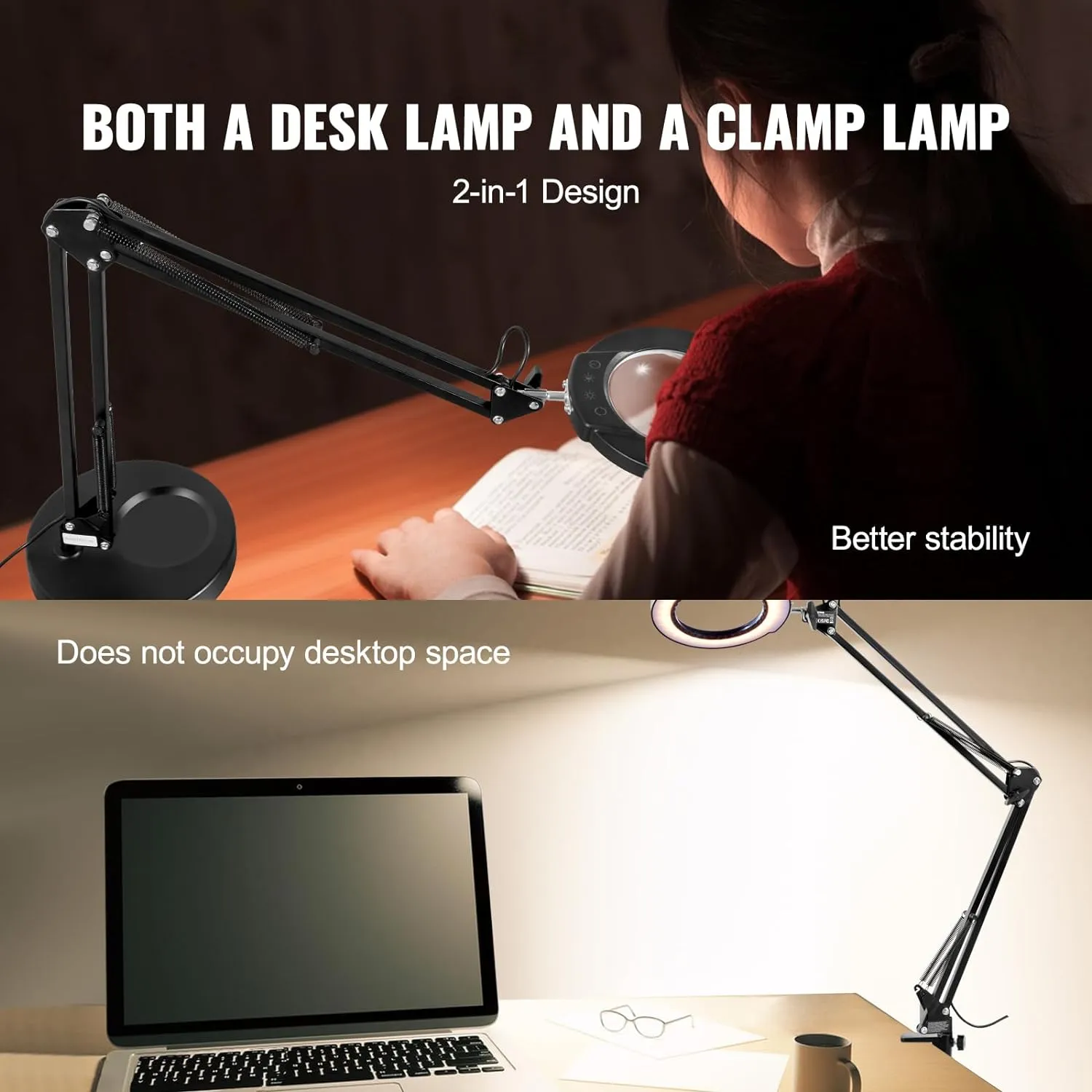 5X LED Magnifying Lamp with Adjustable Light and Clamp