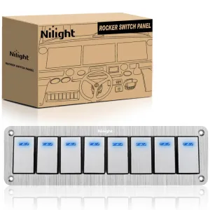 8Gang Aluminum 3Pin ON/Off Blue Led Rocker Switch Panel