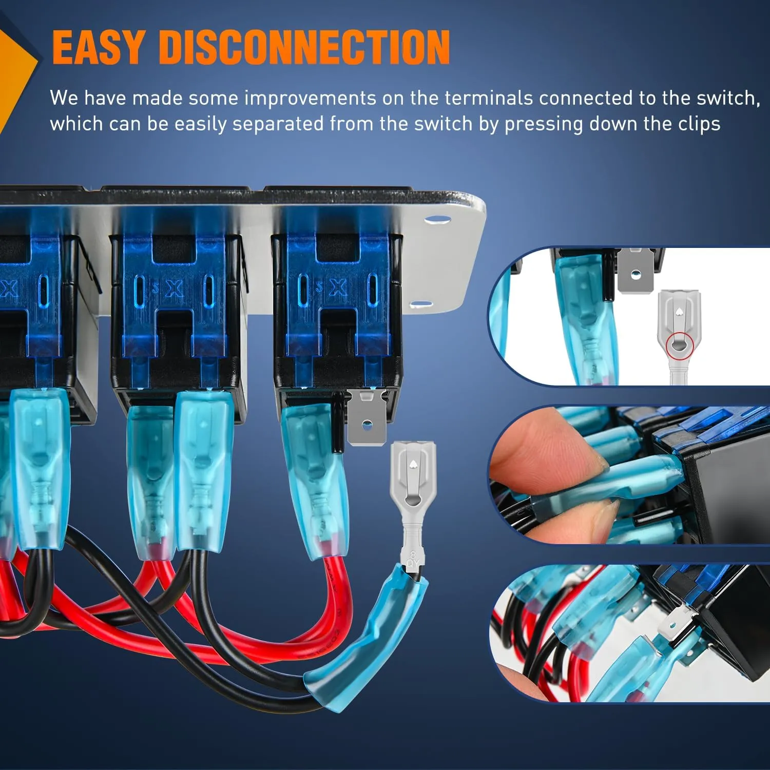 8Gang Aluminum 3Pin ON/Off Blue Led Rocker Switch Panel