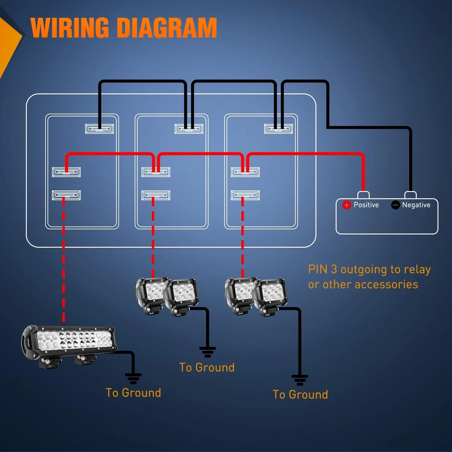 8Gang Aluminum 3Pin ON/Off Blue Led Rocker Switch Panel