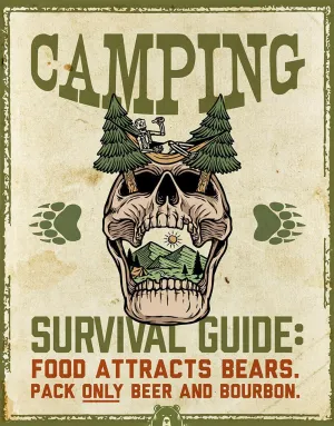 Camping Survival Tin Sign