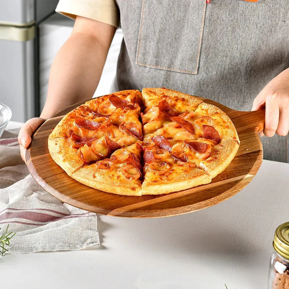 Circular Wood Cutting Board With Handle Kitchen Essential