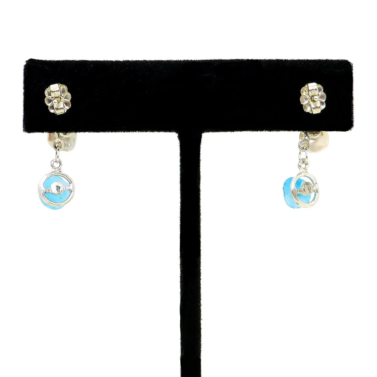 Drift Away Blue Pearl Pebble Post Earrings by Michael Michaud Nature Silver Seasons 3332