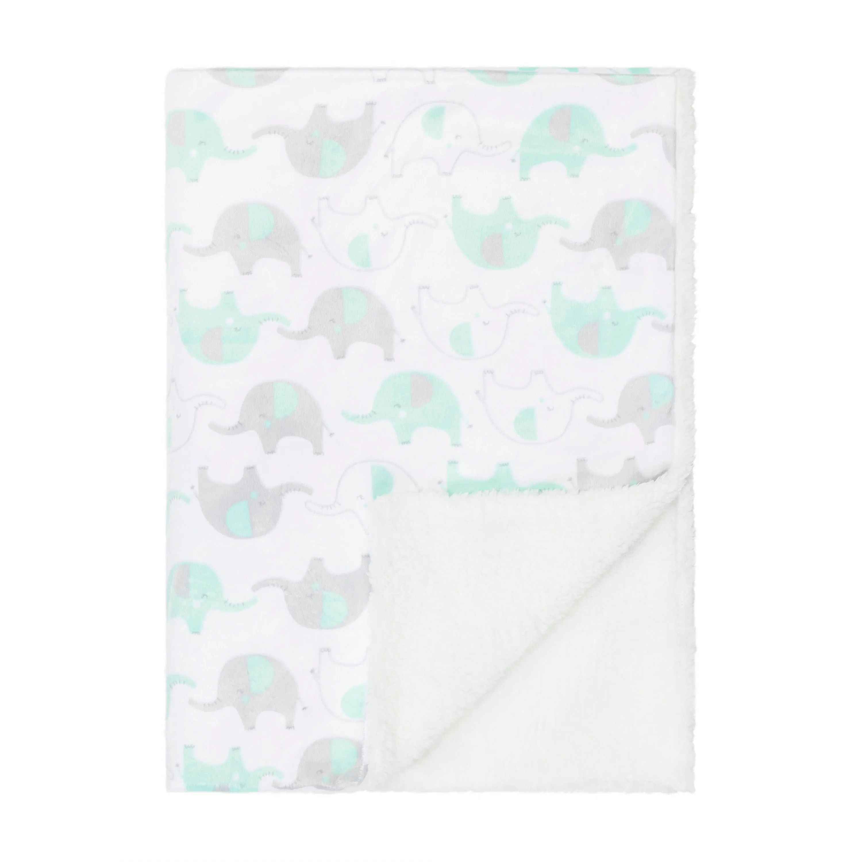 Green Elephant Baby Blanket with Travel Pillow
