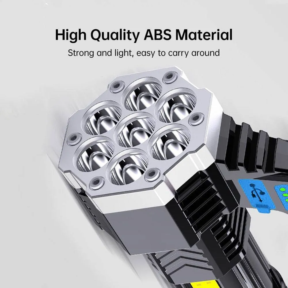 High Power LED Flashlight Powerful USB Rechargeable Torch Handheld Portable Built-in Battery COB 7 LED Flashlights