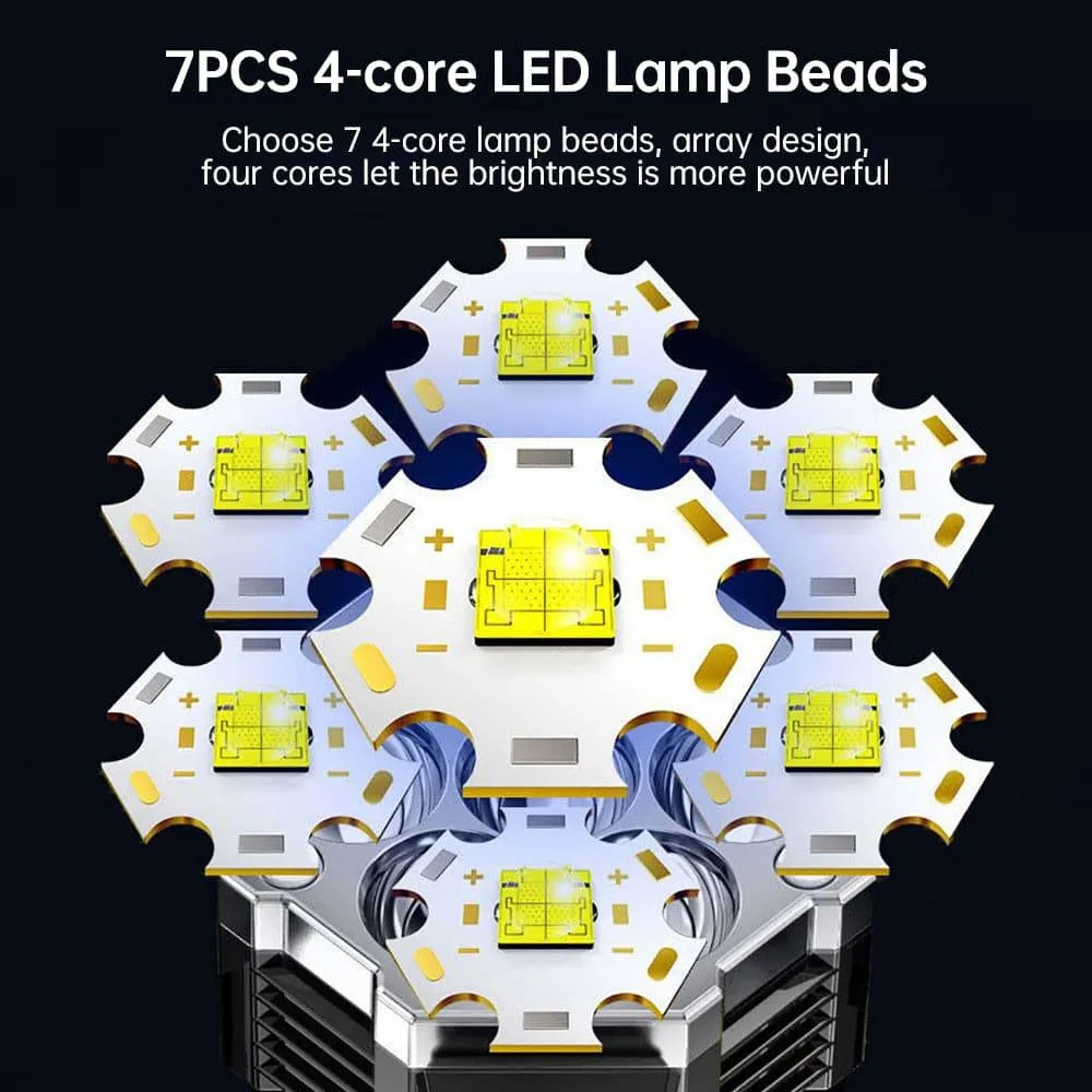 High Power LED Flashlight Powerful USB Rechargeable Torch Handheld Portable Built-in Battery COB 7 LED Flashlights