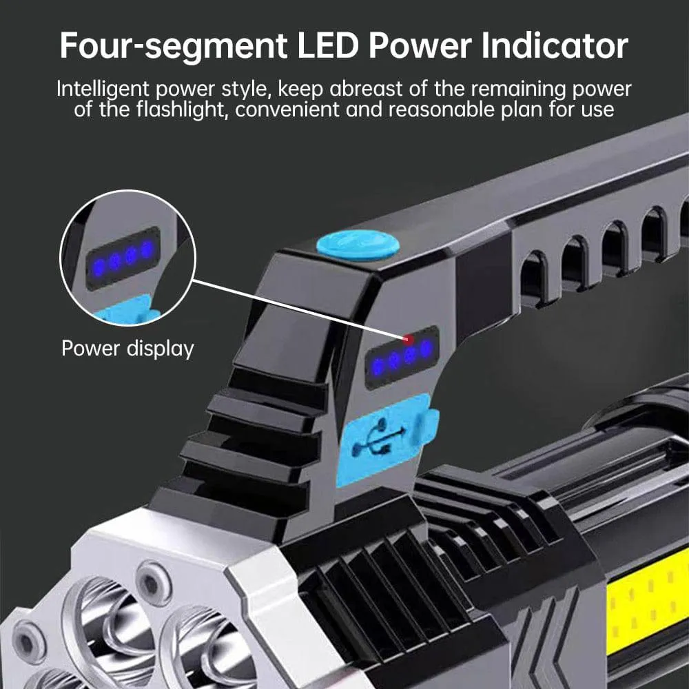 High Power LED Flashlight Powerful USB Rechargeable Torch Handheld Portable Built-in Battery COB 7 LED Flashlights