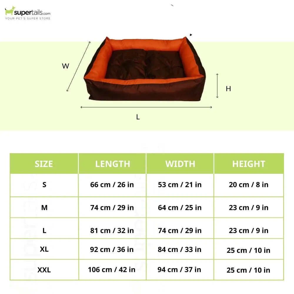 Hiputee Premium Waterproof Reversible Washable Bed for Dogs and Cats (Orange & Brown)
