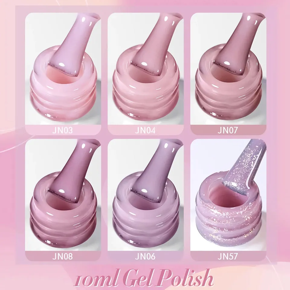 Jelly Gel Nail Polish Set - 6 Vibrant Colors for Stunning Summer Nails