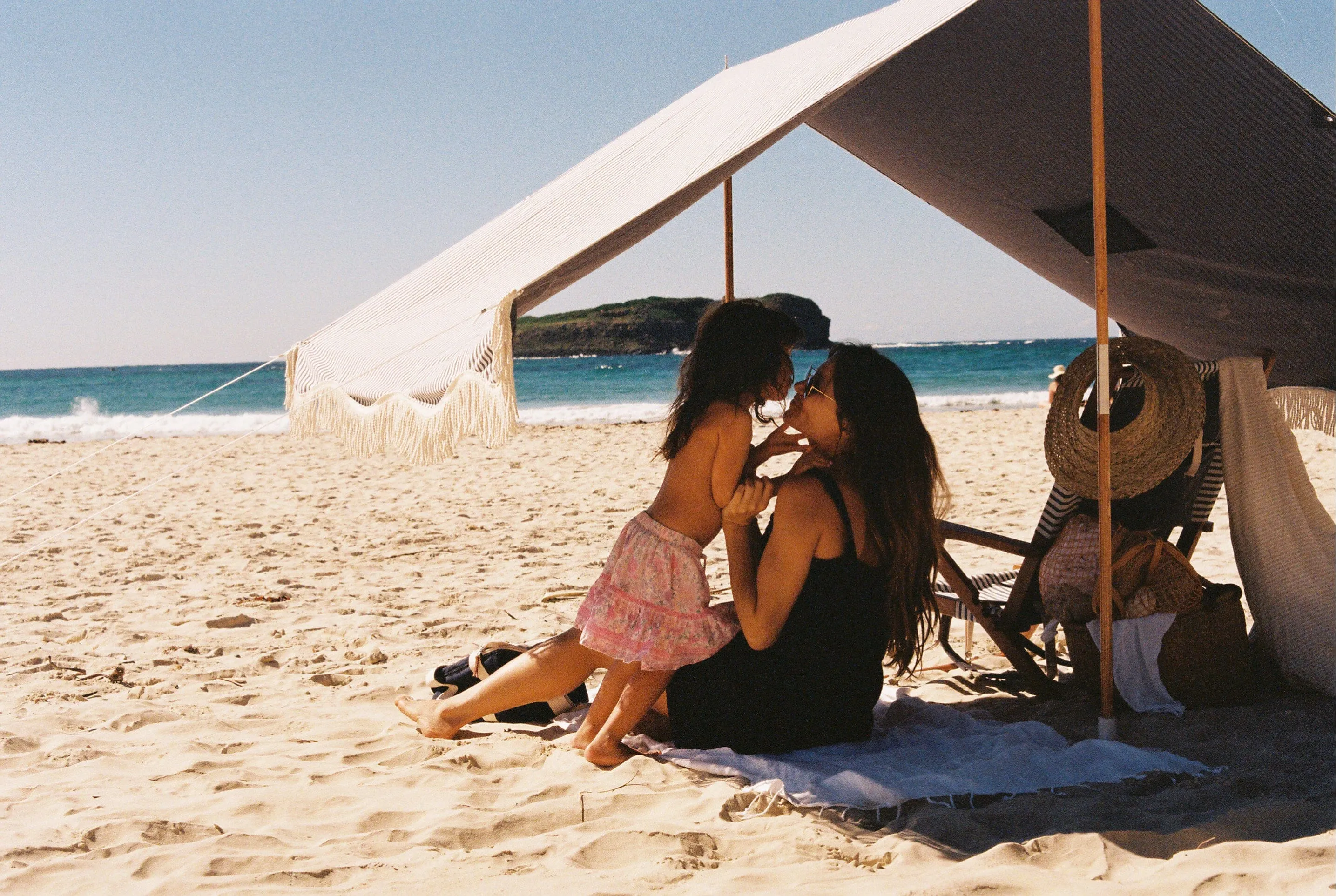 The Premium Beach Tent - Lauren's Navy Stripe
