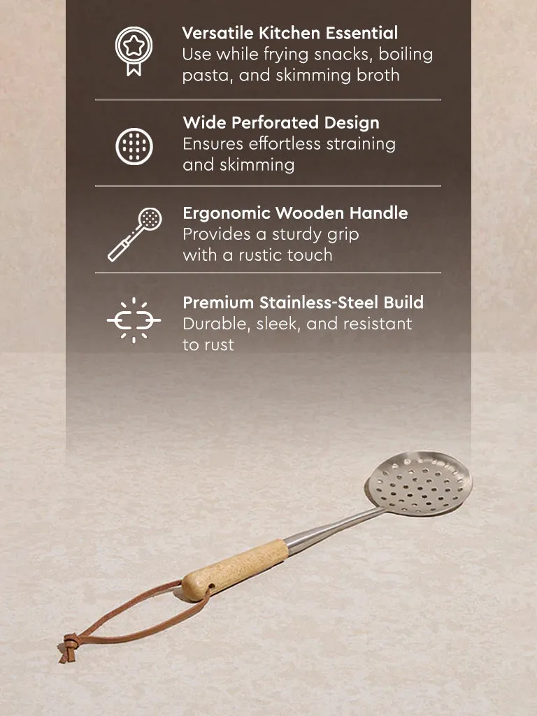 Westside Home Silver Skimmer with Wooden Handle